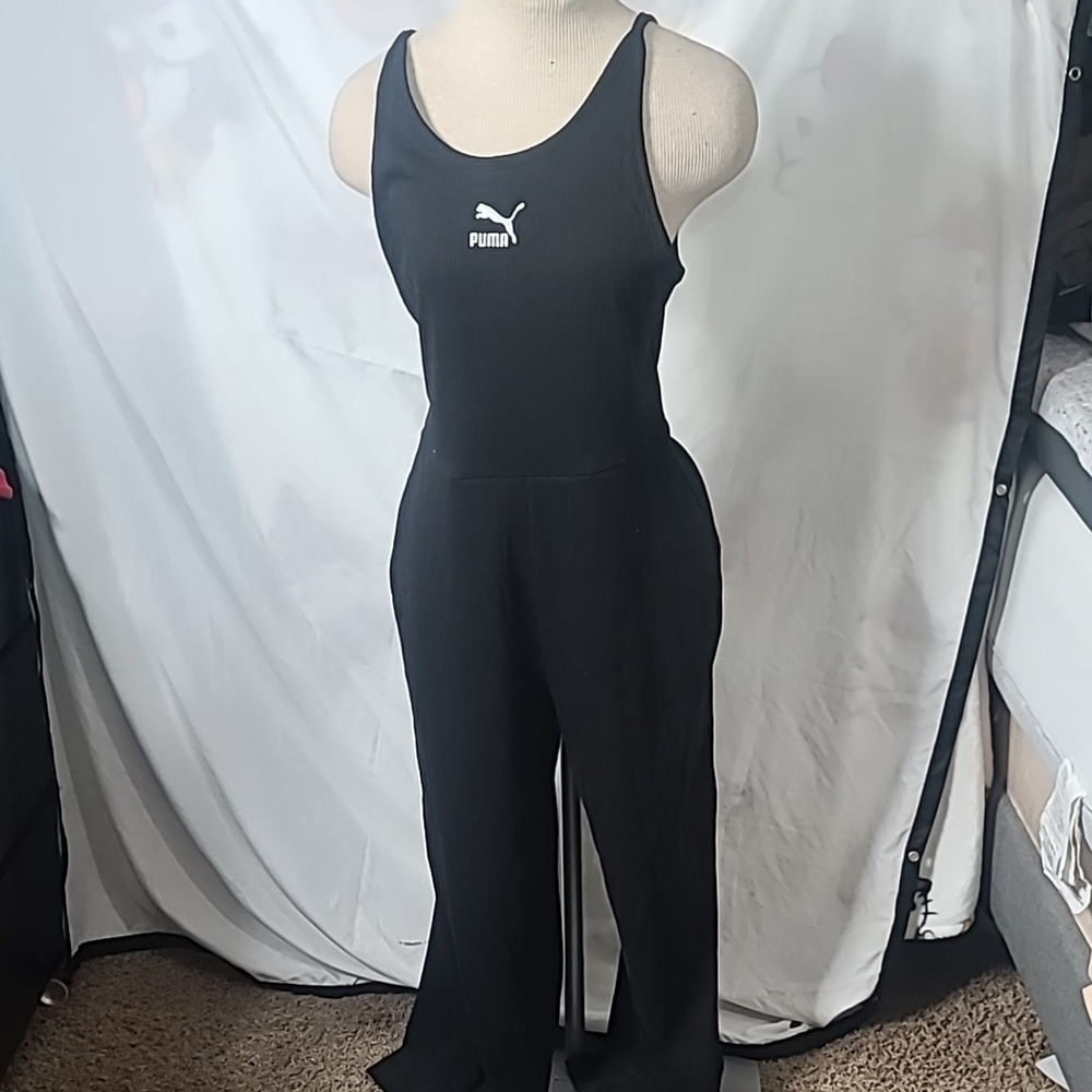 Puma Black Jumpsuit with Scoop Neckline and Tank Straps